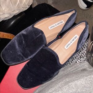 Chelsea & Violet Dark Blue Velvet Loafers